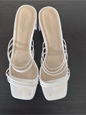 Reformation White Multi-Strap Slide Heels size 8